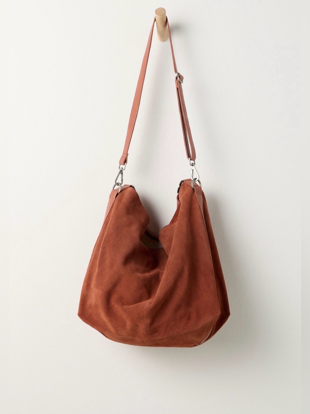 NWT Free People Suzie Suede Slouchy Tote Bag - Light Blue - Picture 6 of 8